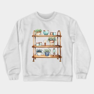 Shelves with Plants and Knickknacks Crewneck Sweatshirt